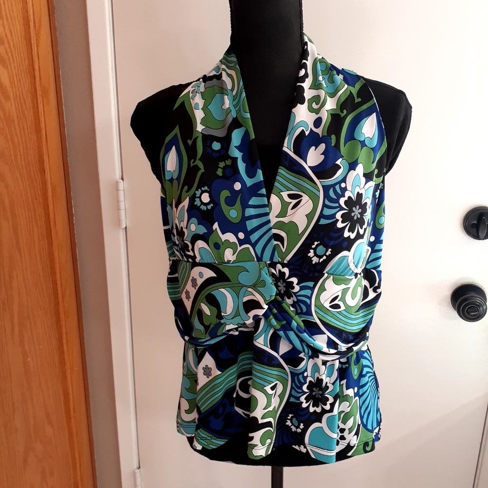 STUDIO 1940 Surplice Drape Front Halter Top XL